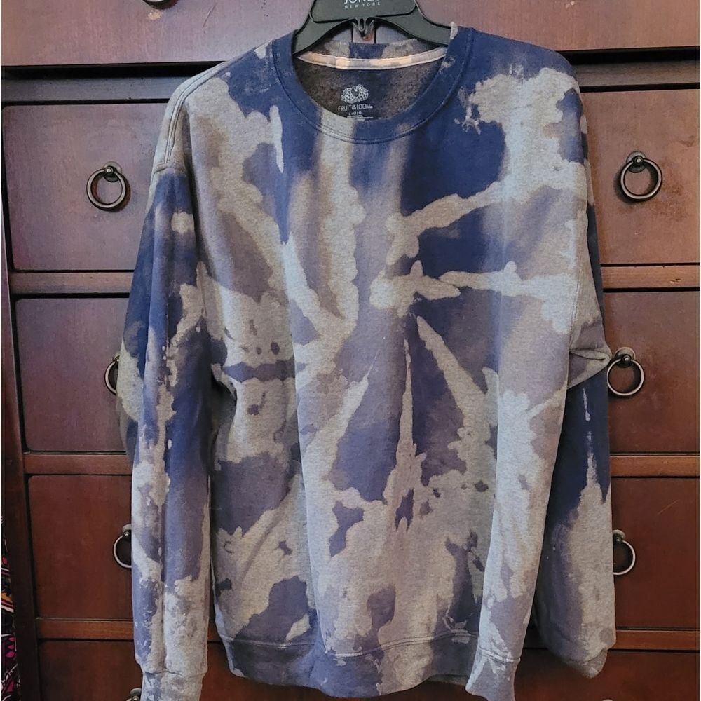 CUSTOM BLUE ACID WASH TIE DYE SWEATSHIRT